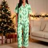 Women's Christmas Print Pajama Set with Short Sleeve Shirt and Pants - Sleepwear Outfit