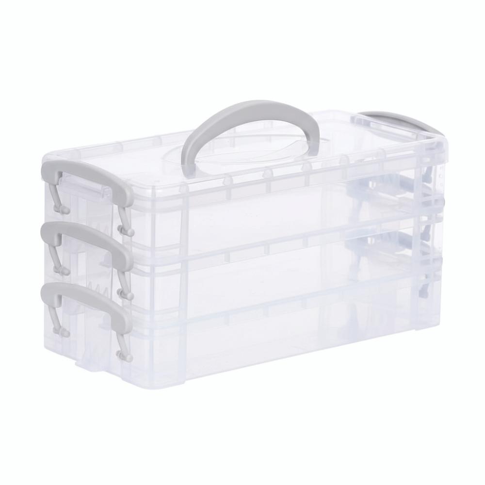 Transparent Watercolor Stationery Organizer Detachable Storage Case  Watercolor Painting Grey 3 Layer