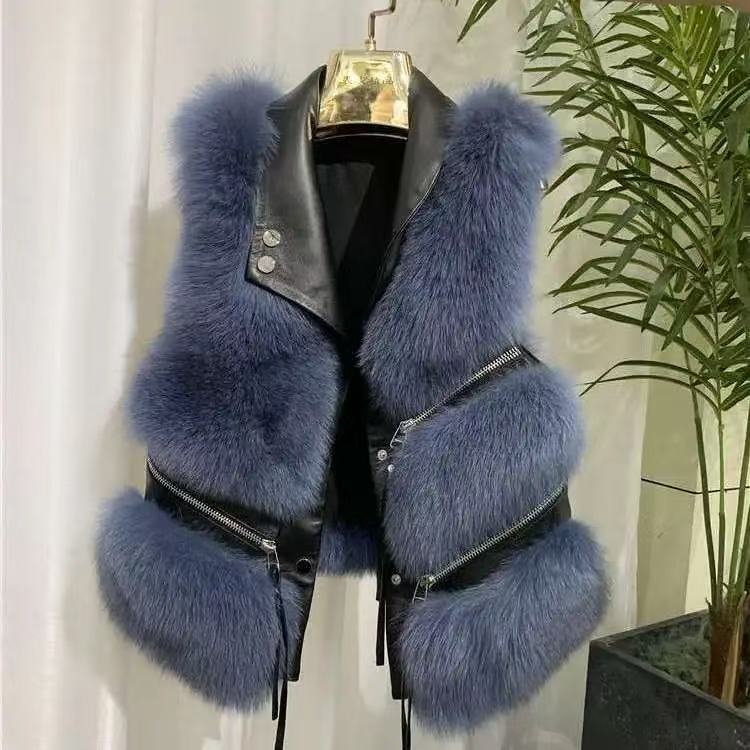 Faux Fur Winter Short Vest Jacket for Women Warm Coat