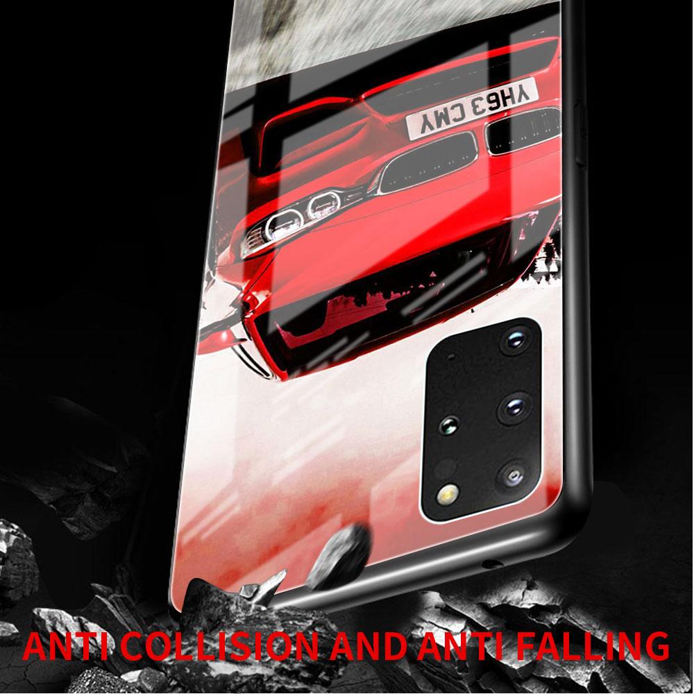 Glass Case For Samsung Galaxy S22 S20 FE S21 5G S10 S9 Plus Note 10 20 Lite Tempered Phone Cover Blue Red Car