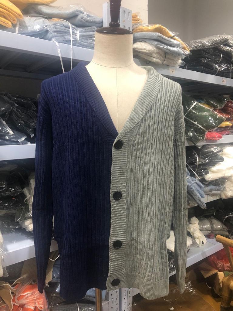 Men's Fashion Casual Patchwork Long Sleeve Buttons Knitting Cardigan Coat Top