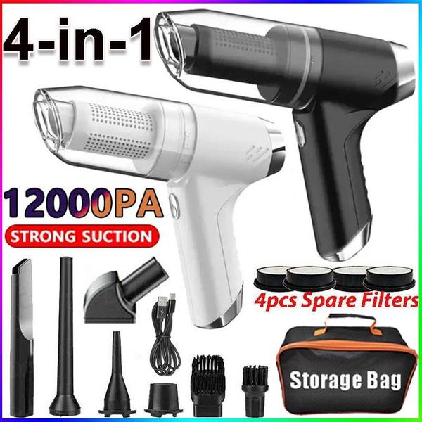 

Многофункциональный беспроводной автомобильный пылесос 4-в-1 с фильтрами и сумкой для хранения, портативный беспроводной ручной мини-пылесос с сильным всасыванием 12000 Па Standard Set-No bag белый