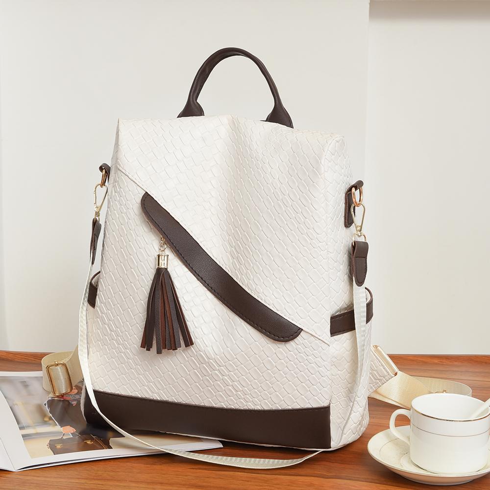 PU Women's Tassel Backpack Lightweight Schoolbag Anti-theft Travel Backpack