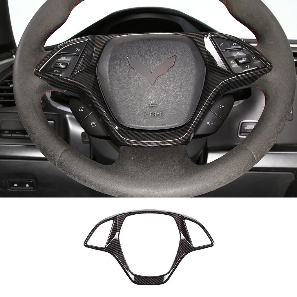 Carbon Fiber ABS Interior Steering Wheel Trim Cover For Corvette C7 2014-19