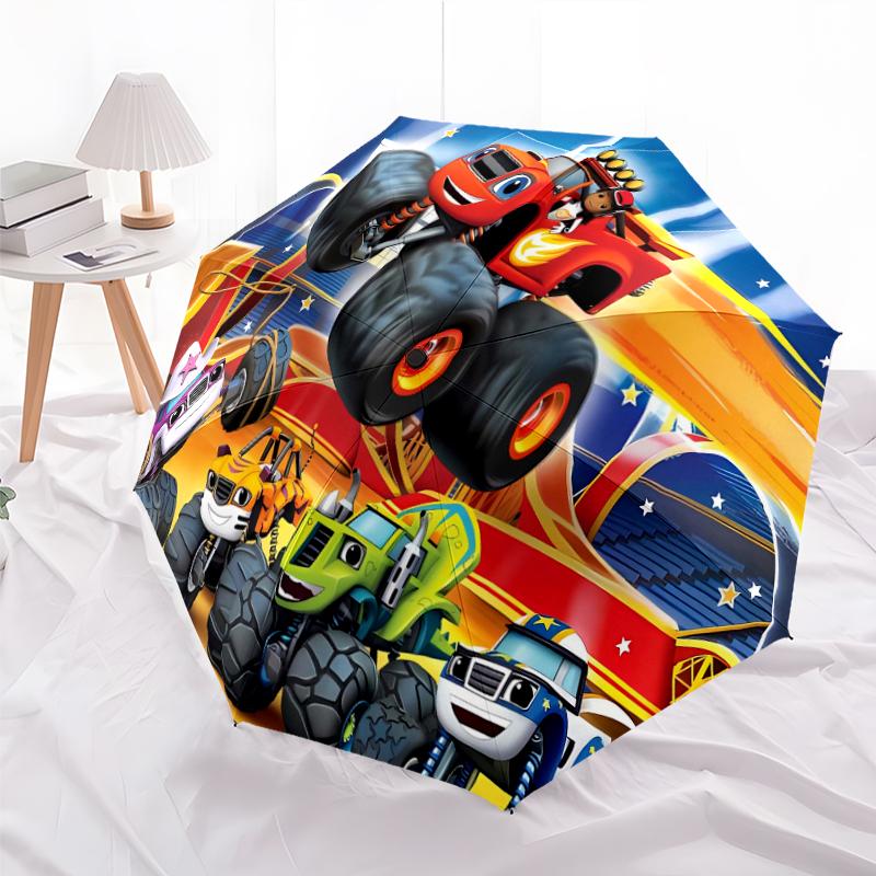 1pc Blaze and the Monster Machines (4) Umbrella, Sun Protection, And UV Shielding. It Has Eight Sturdy Ribs for Outdoor Use And Perfect Gift