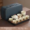 Panda tea set Huang Ru kiln, the whole set can be opened, ceramic tea with tea tray, gift box for elders