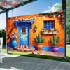 2D plane, 1 piece of vibrant and imaginative background fabric, suitable for festival decoration