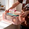 Foldable Plastic Storage Basket - Stackable Desktop Organizer for Snacks and Living Room Essentials