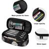 Pencil Bag Zipper Closure Roomy Interior 300D Polyester with Main Pocket Mesh Layer and Removable Pen Divider for School and Study