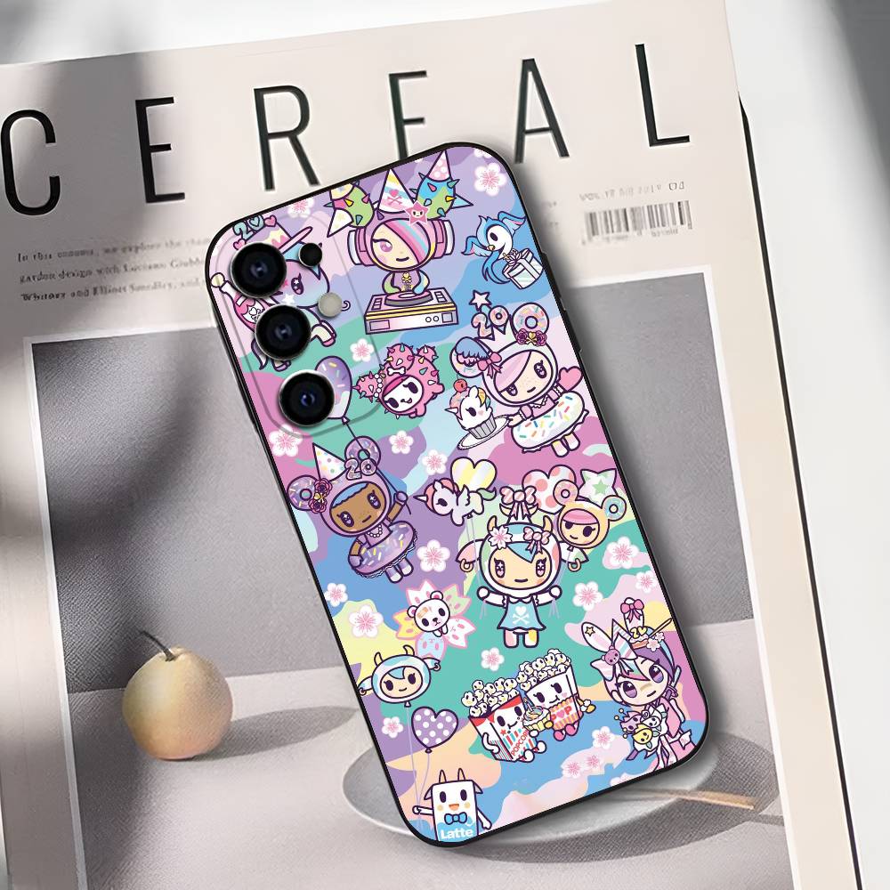 Japan T-Tokidokis Phone Case For Samsung S25,S24,S21,S22,S23,S30,Ultra,S20,Plus,Soft Silicone Black Cover