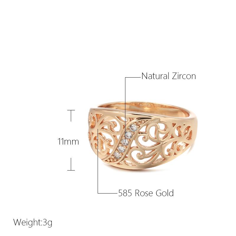 Trend Ring  Rose Gold Micro Wax Inlay Natural Zircon Hollow Flower Ring For Women Vintage Wedding Jewelry