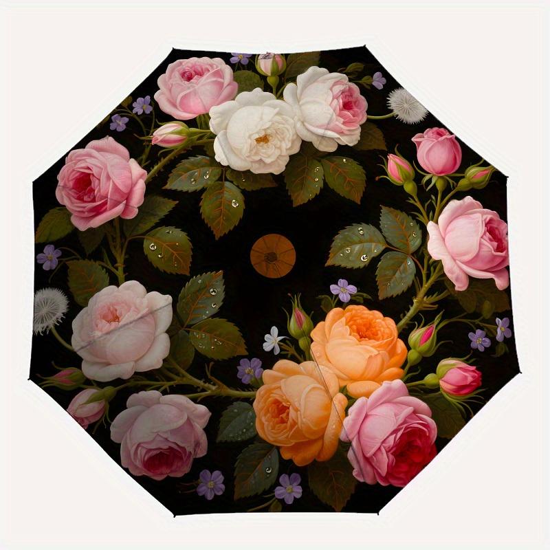 1pc Floral Circular ArrangementUmbrella with Plastic Handle,Suitable for All Seasons Home Travel Outdoor UmbrellaB1795