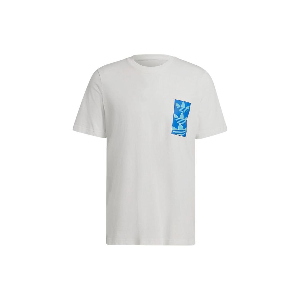 Adidas Originals Trefoil Multi-Logo Print Casual Crew Neck T-Shirt Men Tops White HC7186