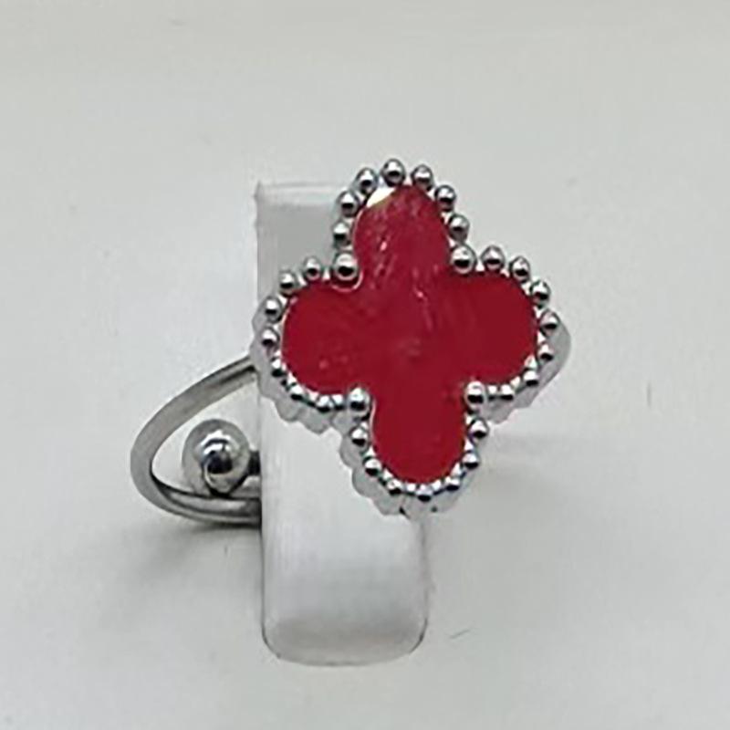 High Version Of The Four-Leaf Clover Ring Does Not Fade Opening Adjustable Titanium Steel Ring Simple Versatile Women's Ring