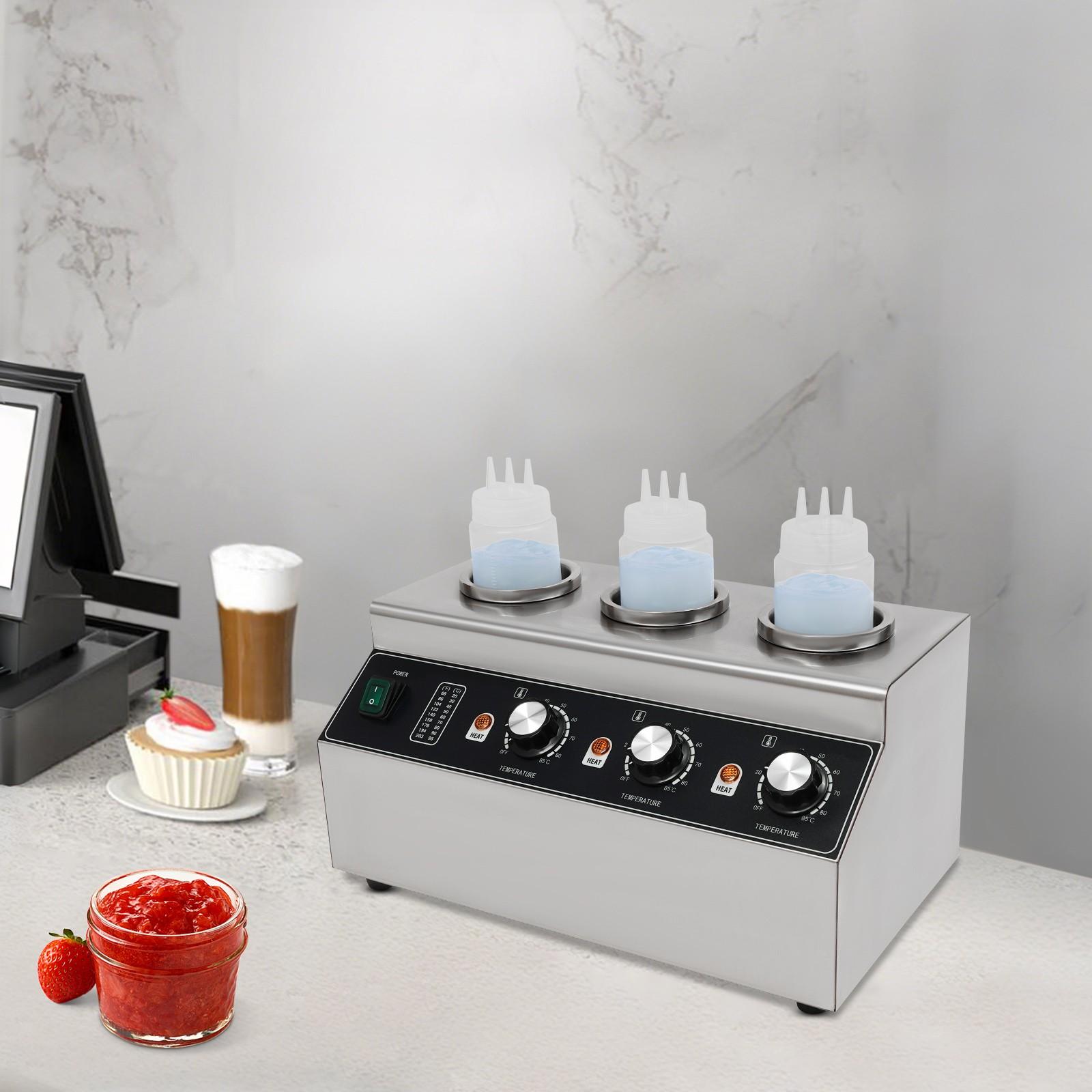 Electric Sauce Warmer, 3-Bottle Cheese & Condiment Dispenser,3L Large Countertop Warmer, Adjustable 90-280℉ Thermostatic Control