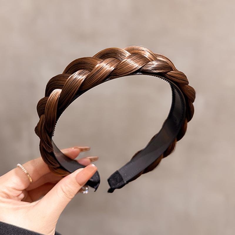 New Handmade Elegant Fishbone Braid Wig Hairband Women s All-Match Widened Braided Net Red Braid Headband Hairpin Accessories