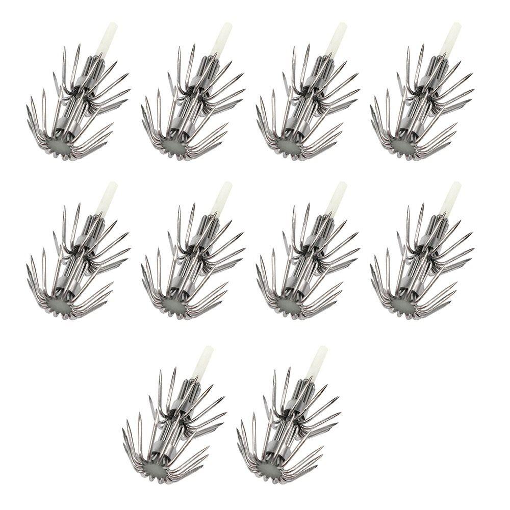 10PCS Stainless Steel Squid Jig Hooks Luminous Jigging Fishhook Lures  Cuttlefish Fishing