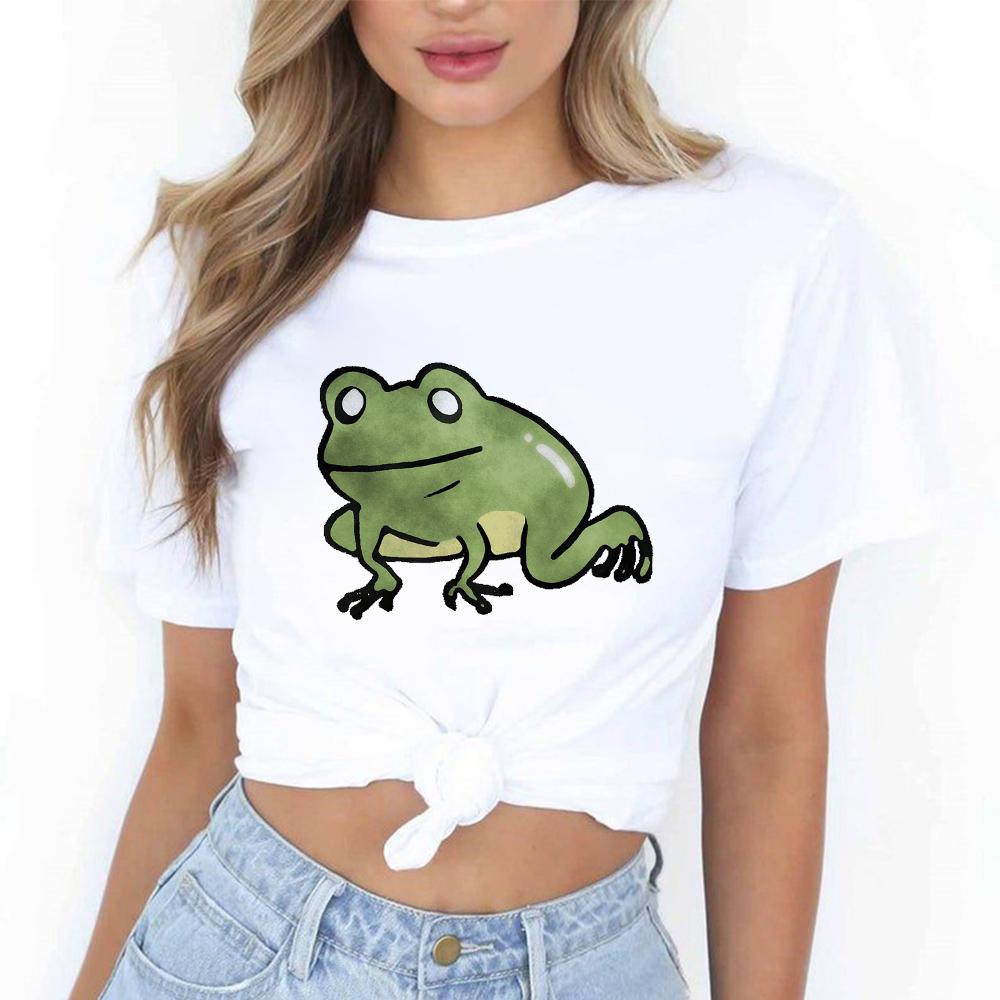 

Female Simple T-Shirt T Shirts Women Stylish Casual Cartoons Print Tshirts Summer Tees Harajuku Style Graphic Ladies Exquisite S білий