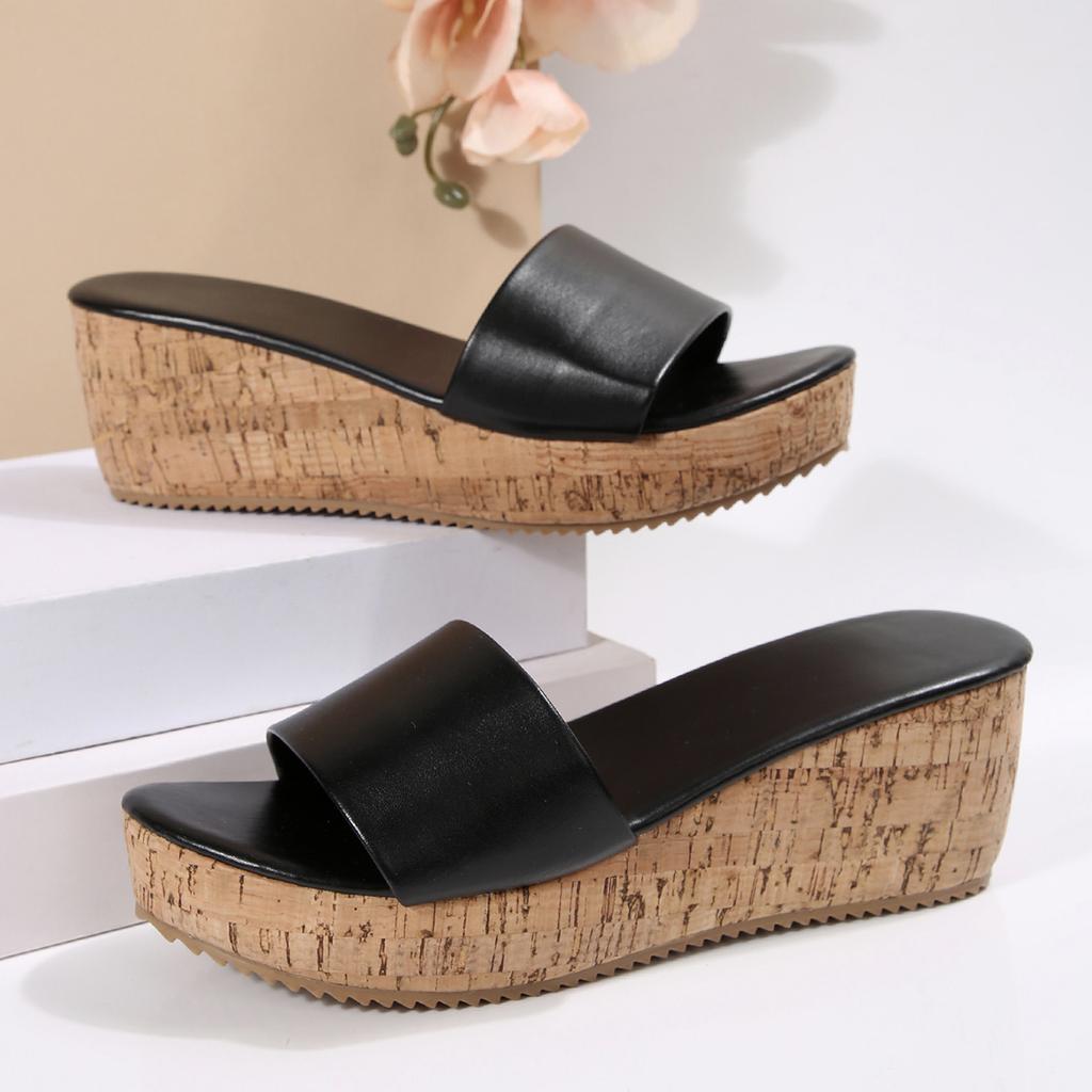 Fashion Wedges Slippers Summer Shoes for Women Leather Open Toe Beach Shoes Platform Slippers Women Flats Sandalias De Mujer Verano 2025