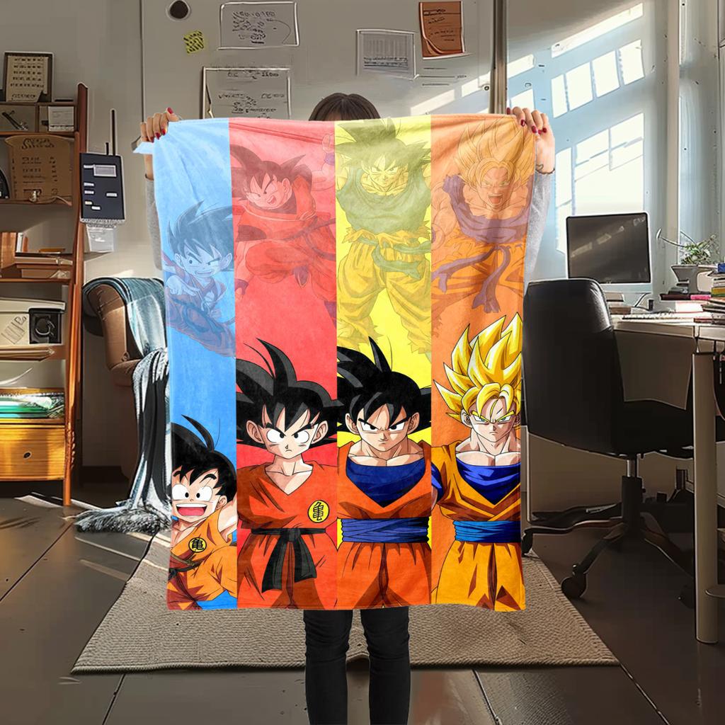 1PC Son Goku  Print Flannel Blanket, High quality All Seasons, Home Decor, Warmth and Comfort, Perfect for Christmas Gifts