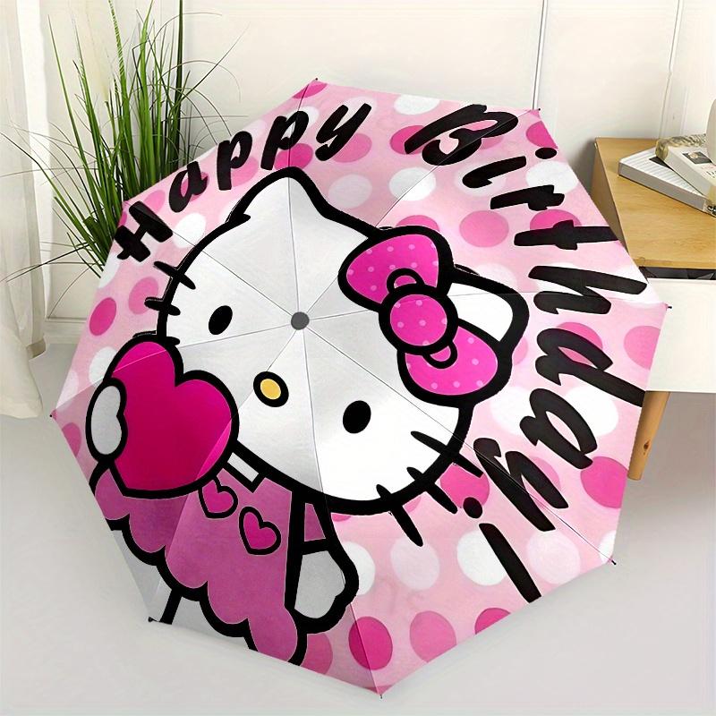 

Hello Kitty, Birthday Automatic Open/Close Umbrella Cute Umbrella with Cute Design, Portable 3 Fold Compact Umbrella for Men & Women, Hallow