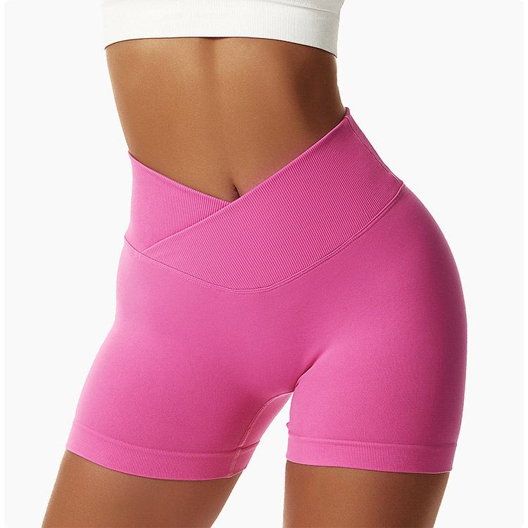 V-Waist Peach Hip Lifting Tight Shorts, High Waist Yoga Sports Shorts, Running Speed Drying Seamless Yoga Women'S Pants