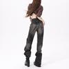 American Spice Girl micro-pull jeans women's autumn and winter new straight loose high-waisted thin wide-leg flared pants