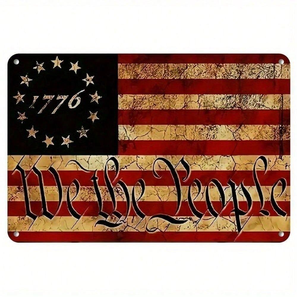 Metal Wall Art American Flag Vintage Patriot Decor for Home