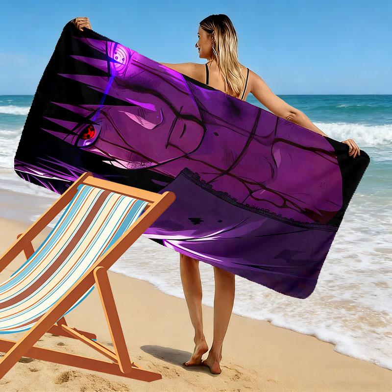 Sasuke Naruto Print Beach Towel, Large Soft Quick Dry Towel for Beach Camping Swimming