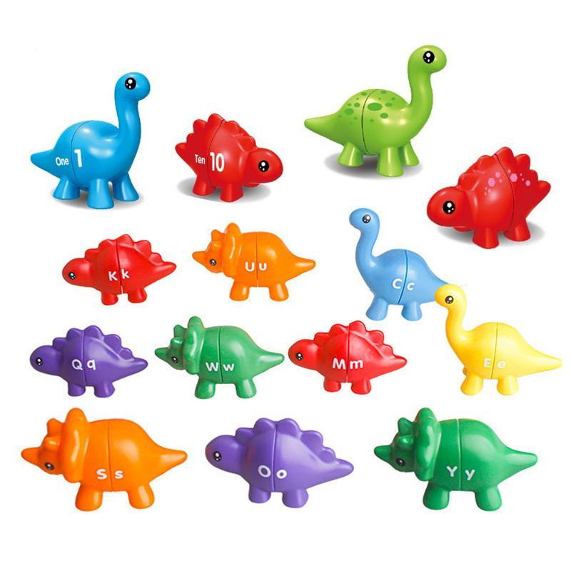 1 Set Kids's Montessori Baby Color Word Recognition Early Education Intelligence Toy New Dinosaur Letter Matching
