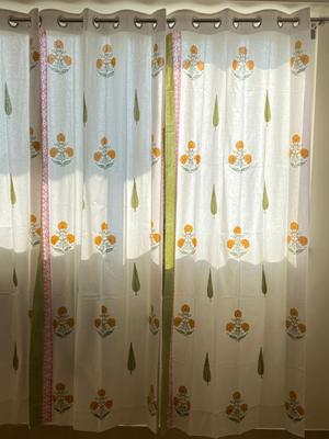 Blockprint THICK Cotton Curtain- 9ft