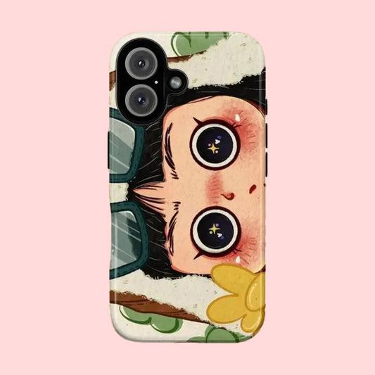 Clmj BIG EYES COMIC GIRL Phone Case for iPhone 17 16e 16 15 14 13 12 11 X XS XR XSMAX 7 8 Air Pro Max Plus Luxury Double-layer
