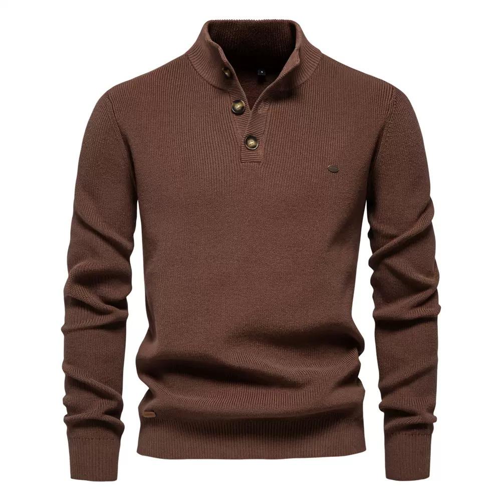 New Autumn Cotton Zipper Cardigans for Men Fashion Casual Social Men Sweaters High Collar Warm Winter Knitted Sweater Men