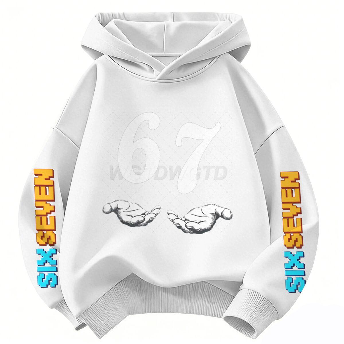 

Six Seven Funny Number Printed Hoodie Kids Six Seven 6 7 Meme Funny Hands Retro Graphic Sweatshirt Child Tops Girl Boy Clothes 100