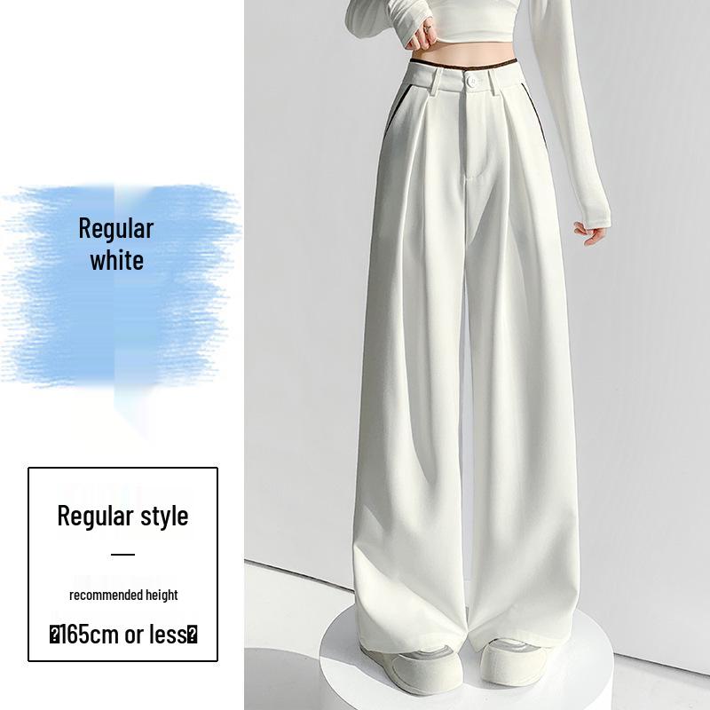 Women's Spring/Summer 2026 Color Block Wide-Leg High Waist Slimming Drape Floor-Length Casual Pants