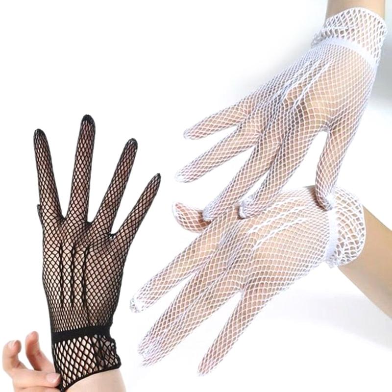 Elegant Stretchy Fishnet Gloves For Weddings Formal Event Elastic Short Gloves Breathable Comfortable Handwear for Party