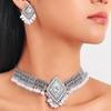 Ethnische geometrische Perlenquaste Rhombus Halsketten- & Ohrring-Set für Damen