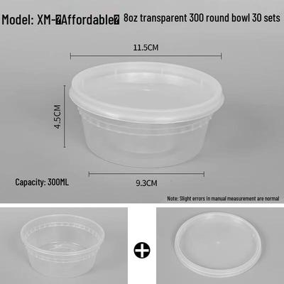 Disposable Round Plastic Food Containers with Lids (30 Sets)