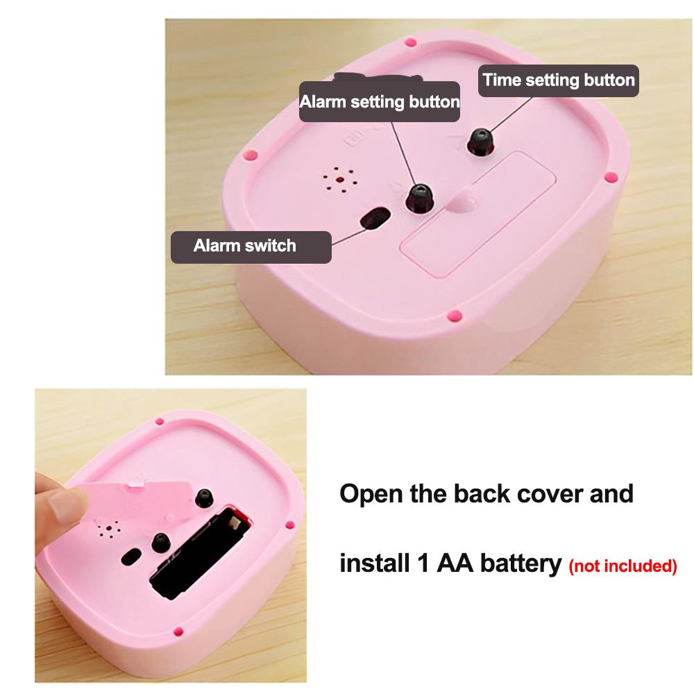 Kulatý budík Jednoduchý styl Stolní hodiny pro probuzení Čtvercové tiché stolní hodiny Snooze Přenosný cestovní budík na baterie