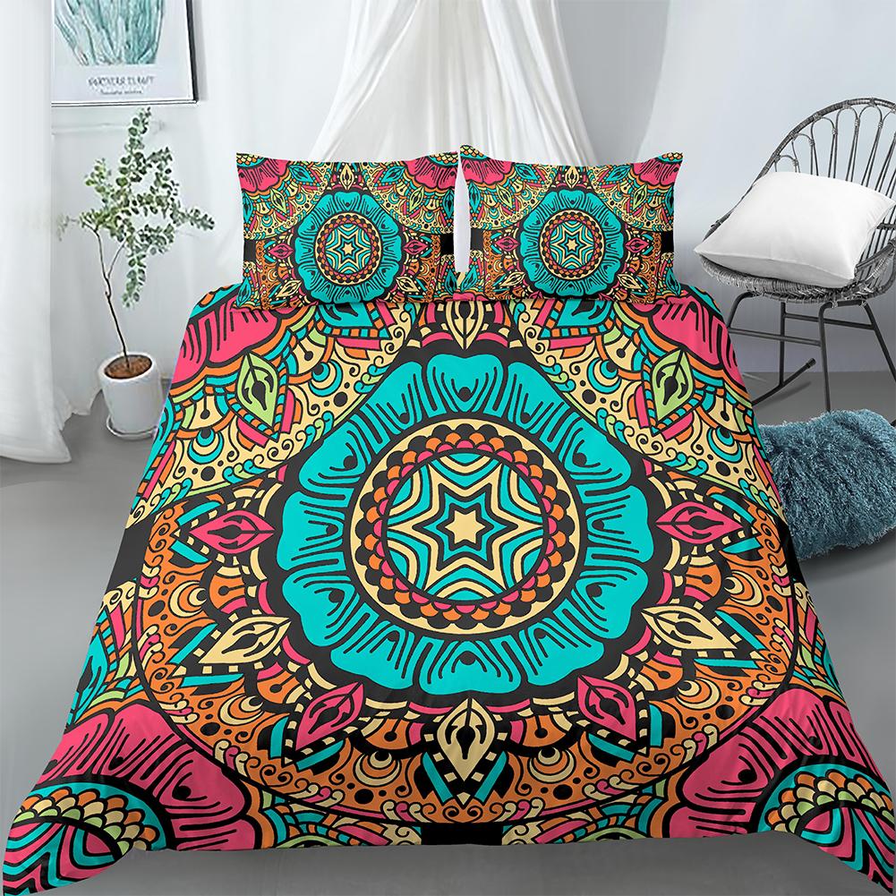 Luxury Boho Style Duvet Cover Geometric Print Bedding Set Quilt Cover with Zipper Closure King Queen Polyester Comforter Cover