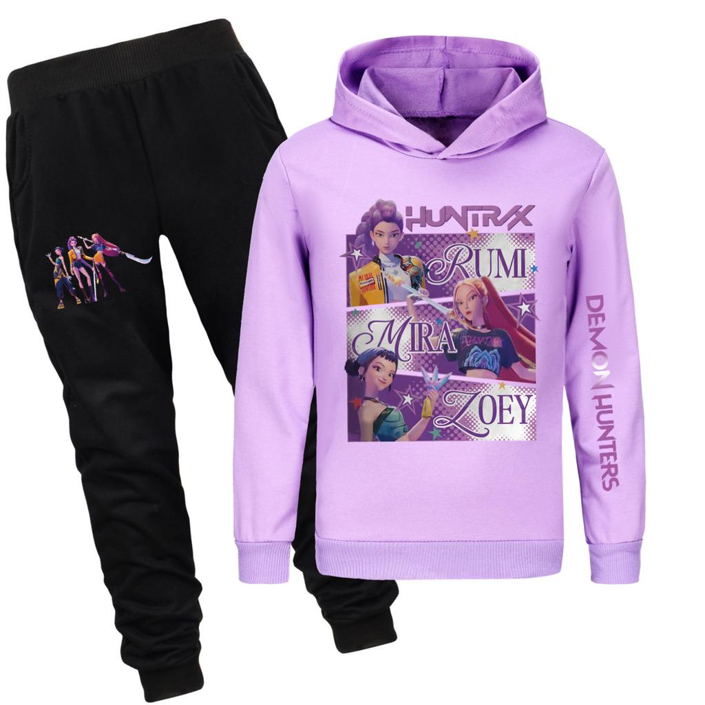 Children's Hooded Top And Pants Two-piece Tracksuit Set Long-sleeved Printed Sweatshirt Set