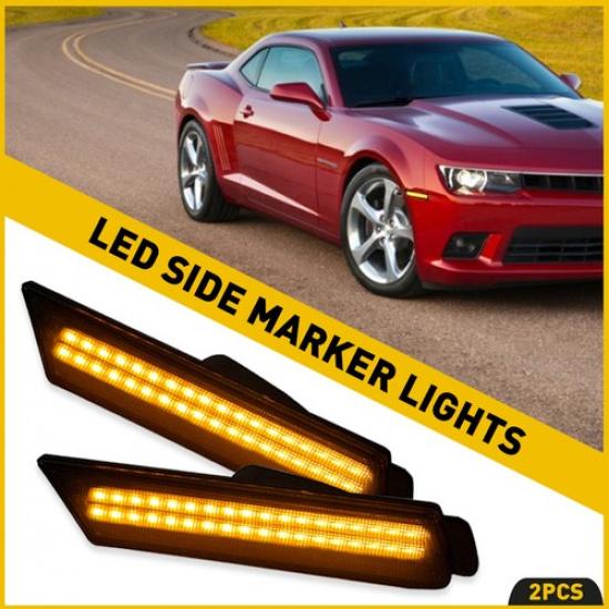 Smoked Lens LED White/Red Bumper Side Lights Marker For Chevy Camaro