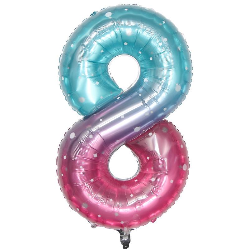 40" Rainbow Gradient Aluminum Foil Number Balloon Birthday Decoration Ornaments for Kids, Helium-Compatible