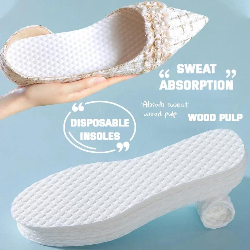 5Pair/Pack Nature Wood Pulp Insole Men Woman Thin Sports Shoes Sole Breathable Sweat Soft Comfort Shoe Pads Disposable Insoles