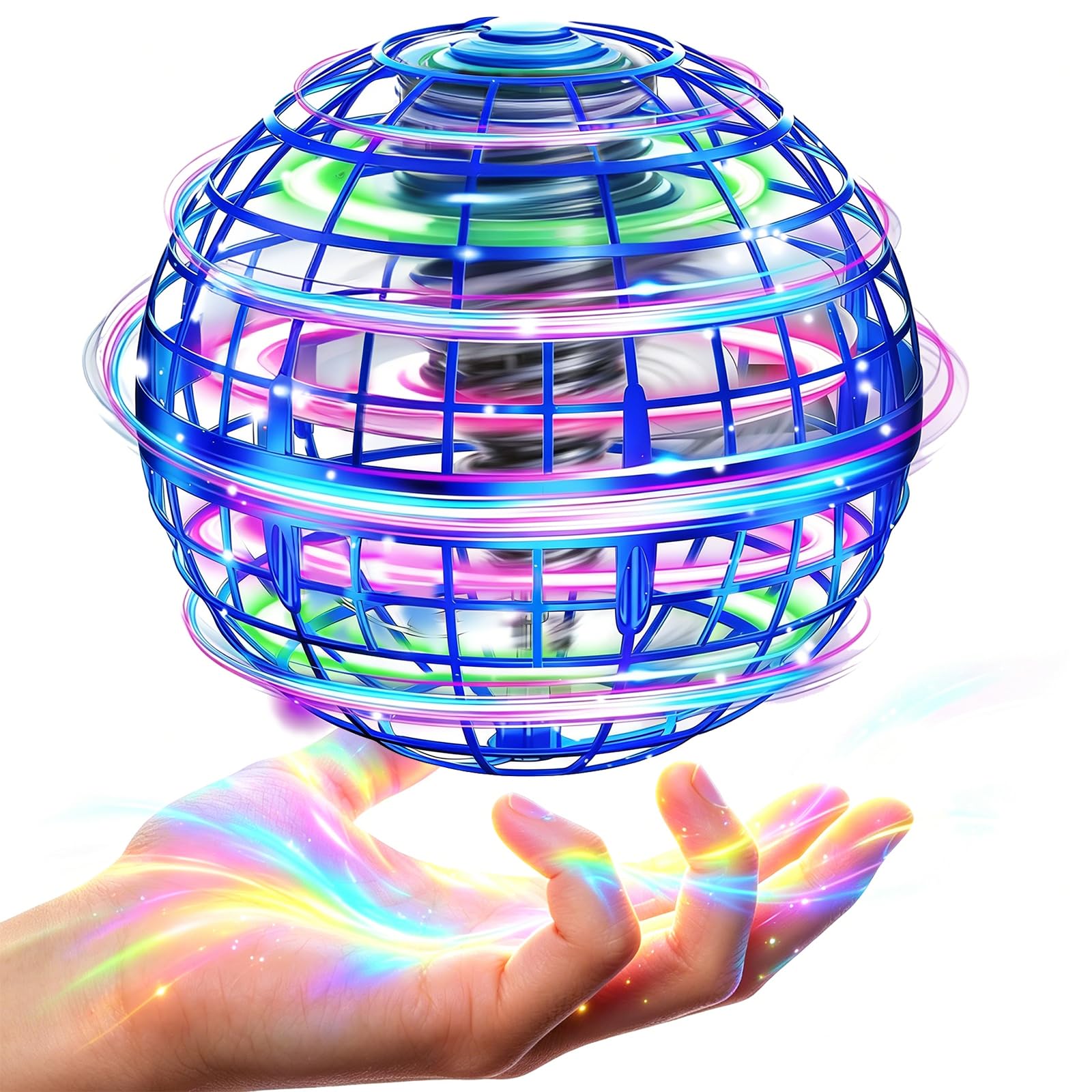 

HachibuJou Flying Ball Flying Toy Boomerang Spinner Gyro UFO 360° Rotation LED Light Blue