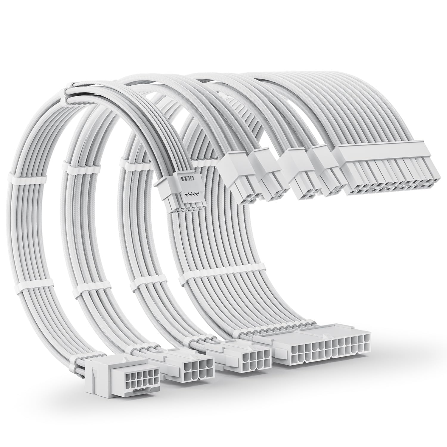 

Комплект подовжувачів кабелів живлення 12VHPWR AsiaHorse для RTX 16AWG Подовжувач PCIe М який до кабелю ATX EPS 30CM 50/40 серії, Комплект 5.0, Обплетення, 16-контактний 16-контактний білий