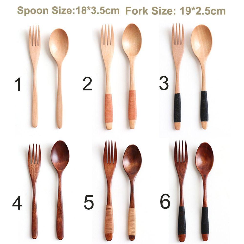 Wooden Dinner Kit Rice Soups Kitchen Supplies Utensil Dinnerware Sets Fork Spoon Tableware