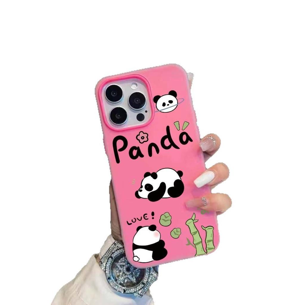 Bamboo shoot panda is suitable for Apple 16/17promax mobile phone case iPhone15 skin matte 14 2-in-1 Air