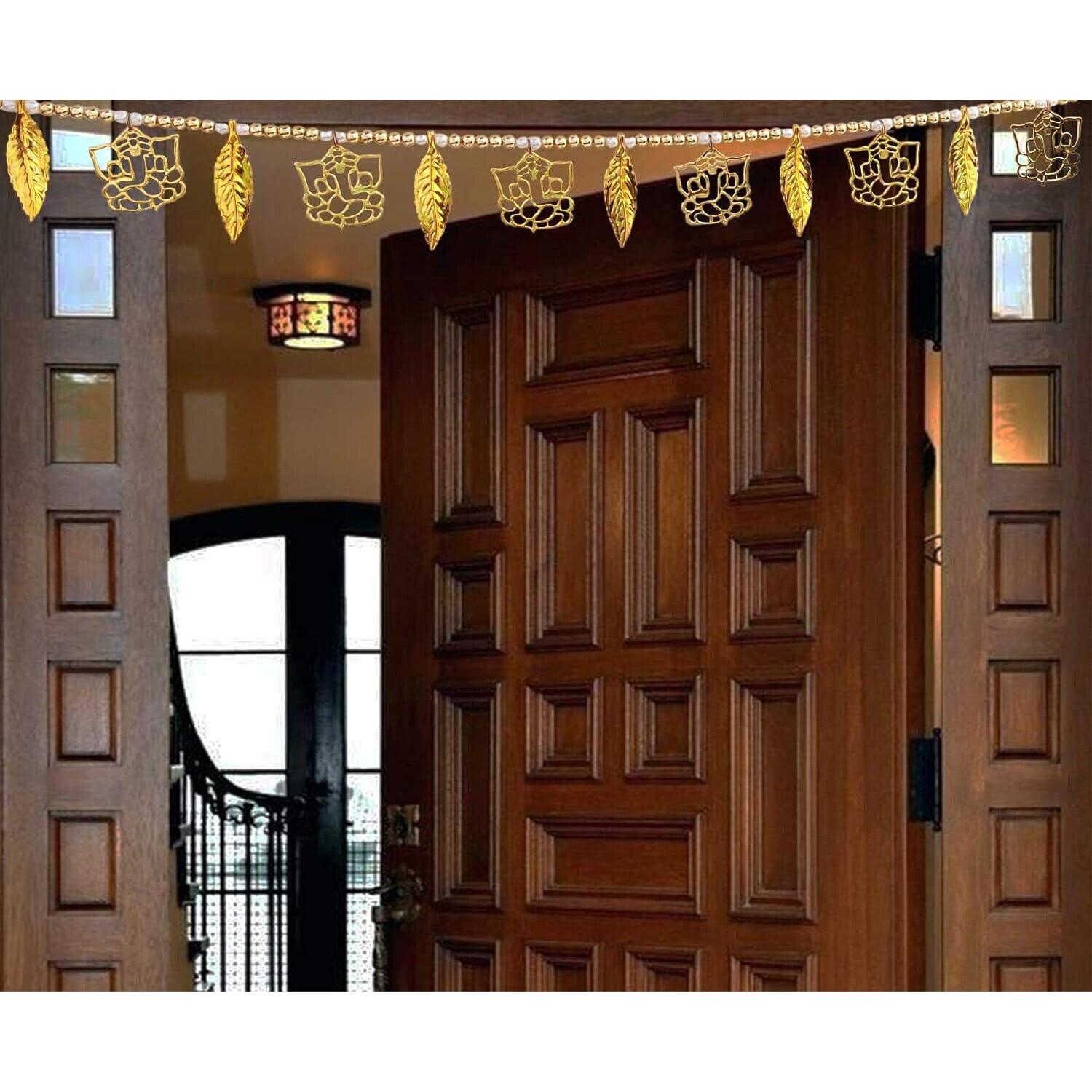 

@ Indian Traditional Plastic Golden Ganesh ji Leaf Pearl For Door Zr588-60%Off