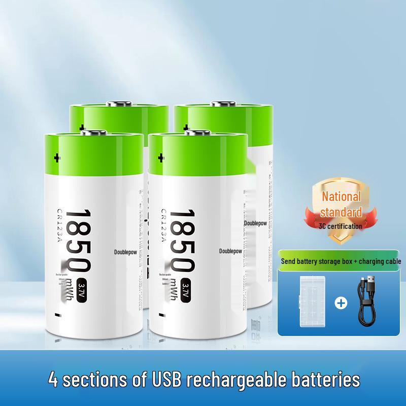 High-Capacity USB Rechargeable 3.7V CR123A Lithium Battery for Camera & Flashlight